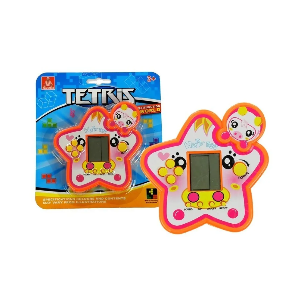 Czerwona gra Tetris w kształcie gwiazdy z żółtymi przyciskami