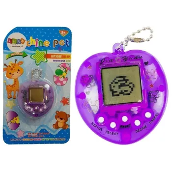 Fioletowa gra elektroniczna Tamagotchi z krótkim łańcuszkiem dla dzieci