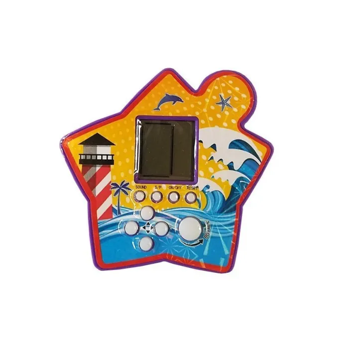 Klasyczna gra Tetris kieszonkowa w fioletowym wydaniu dla dzieci i dorosłych