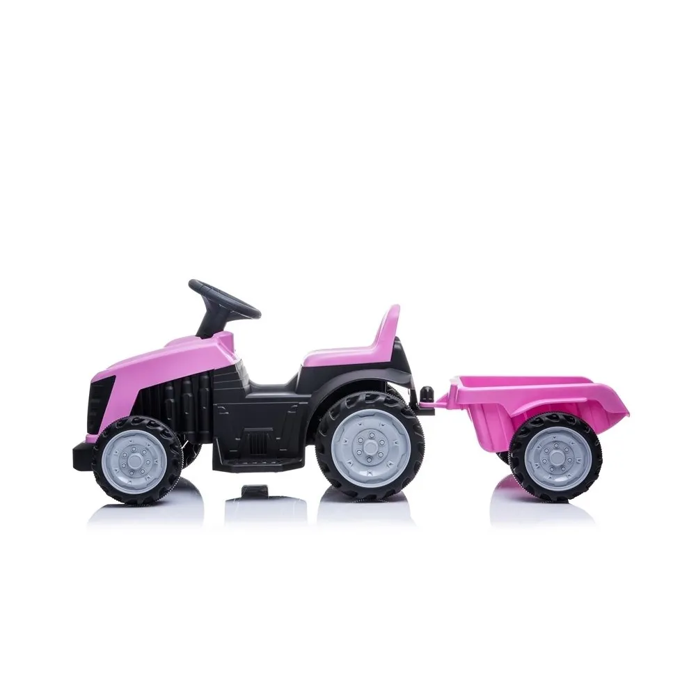 Zabawkowy traktor akumulatorowy do jazdy po ogrodzie z przyczepą