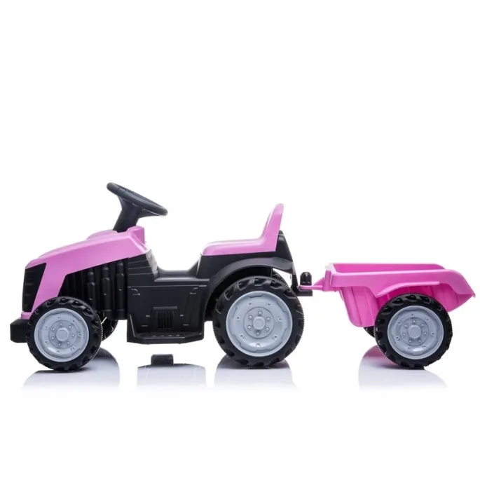 Zabawkowy traktor akumulatorowy do jazdy po ogrodzie z przyczepą