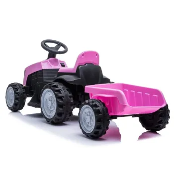Bezpieczny traktor na akumulator z przyczepą dla najmłodszych