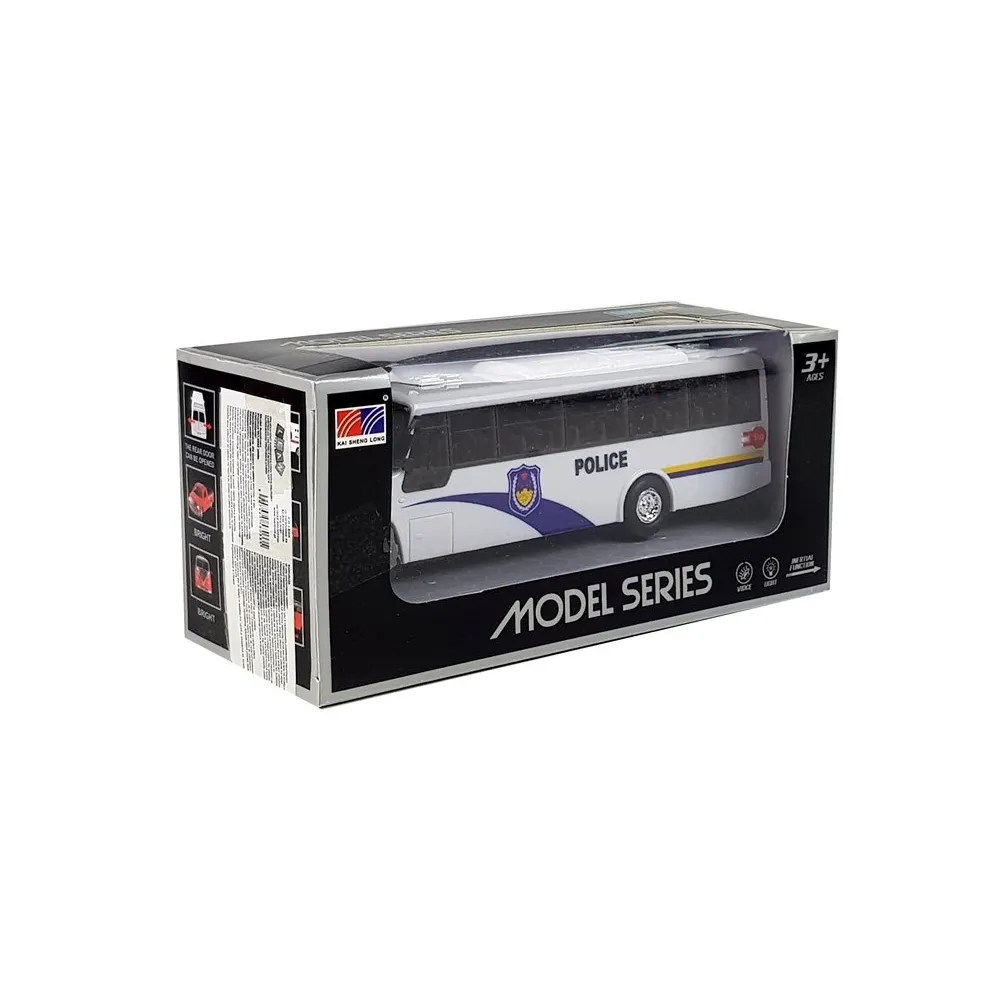 Realistyczna replika autobusu policyjnego z mechanizmem pull-back