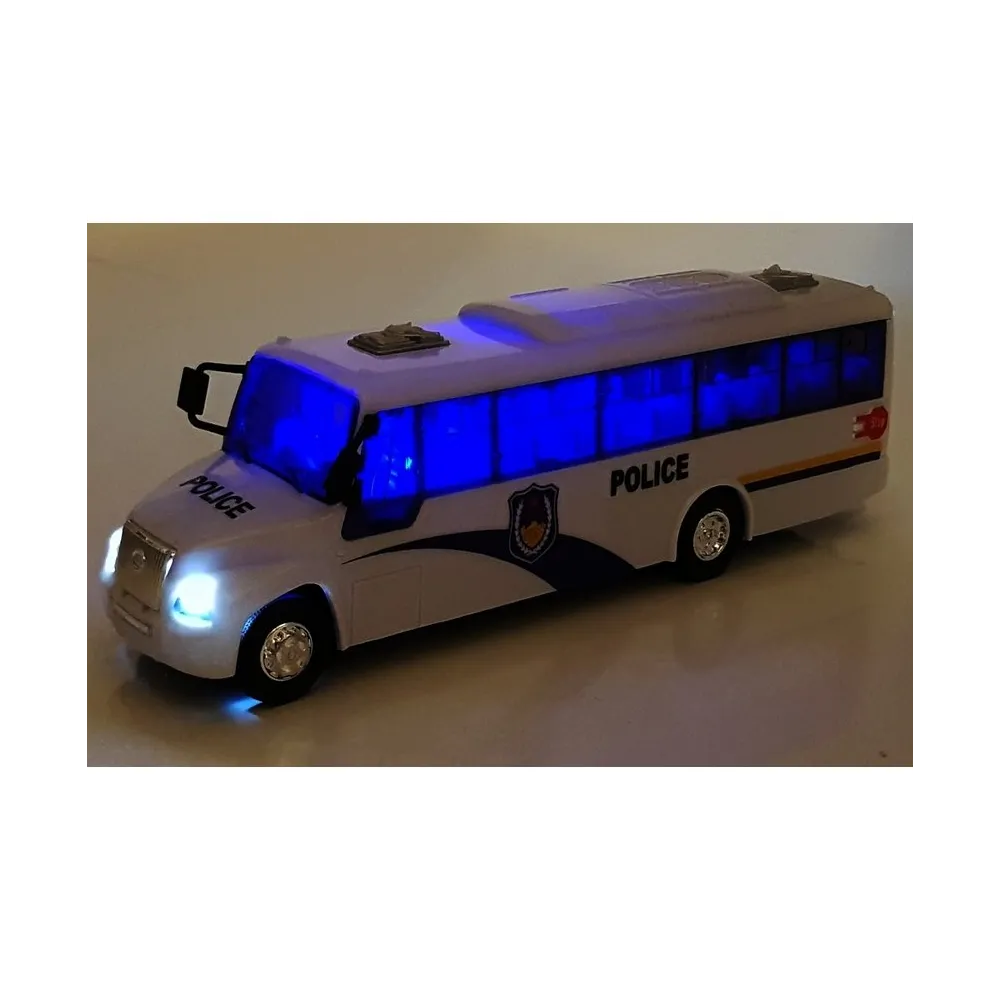 Model policyjnego autobusu z detalami, wykonany z metalu i tworzywa