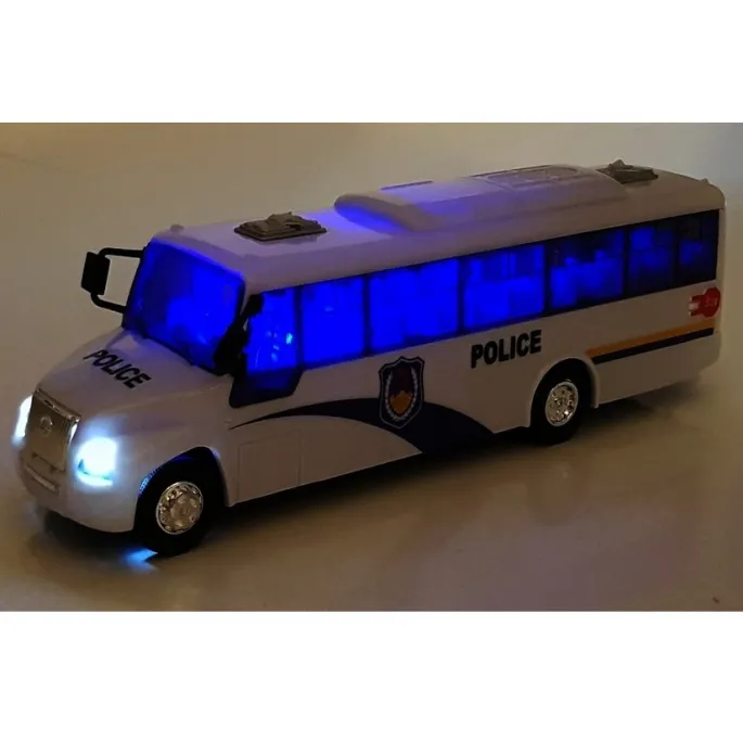 Model policyjnego autobusu z detalami, wykonany z metalu i tworzywa