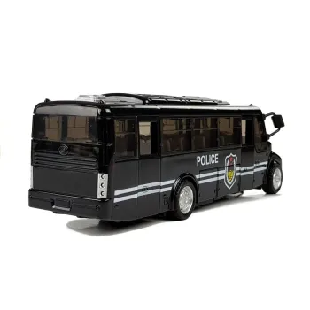 Szczegółowy model metalowy autobusu policyjnego dla dzieci powyżej 3 lat