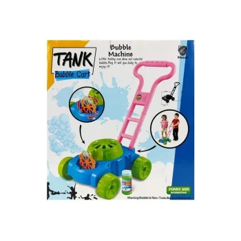 Zabawka pchacz z funkcją maszynki do kolorowych baniek mydlanych