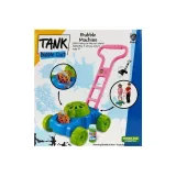 Zabawka pchacz z funkcją maszynki do kolorowych baniek mydlanych