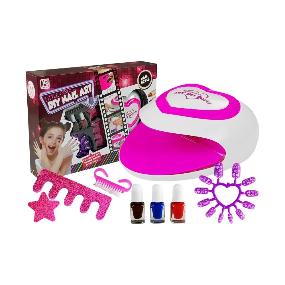 Dziecięcy zestaw do malowania paznokci z lampą i kolorowymi lakierami