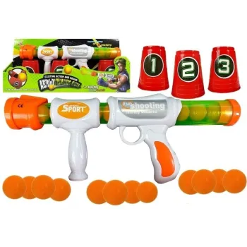 Karabin na miękkie piankowe kulki z magazynkiem i kubeczkami do celowania