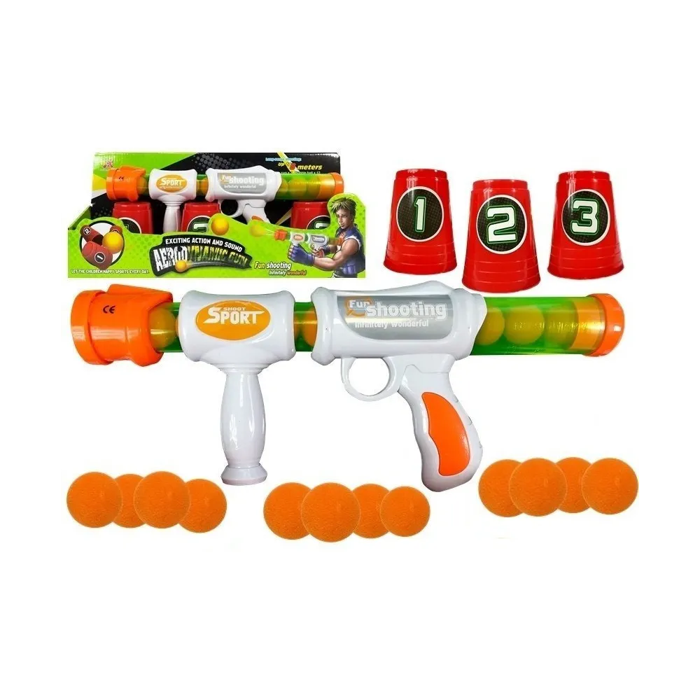 Karabin na miękkie piankowe kulki z magazynkiem i kubeczkami do celowania