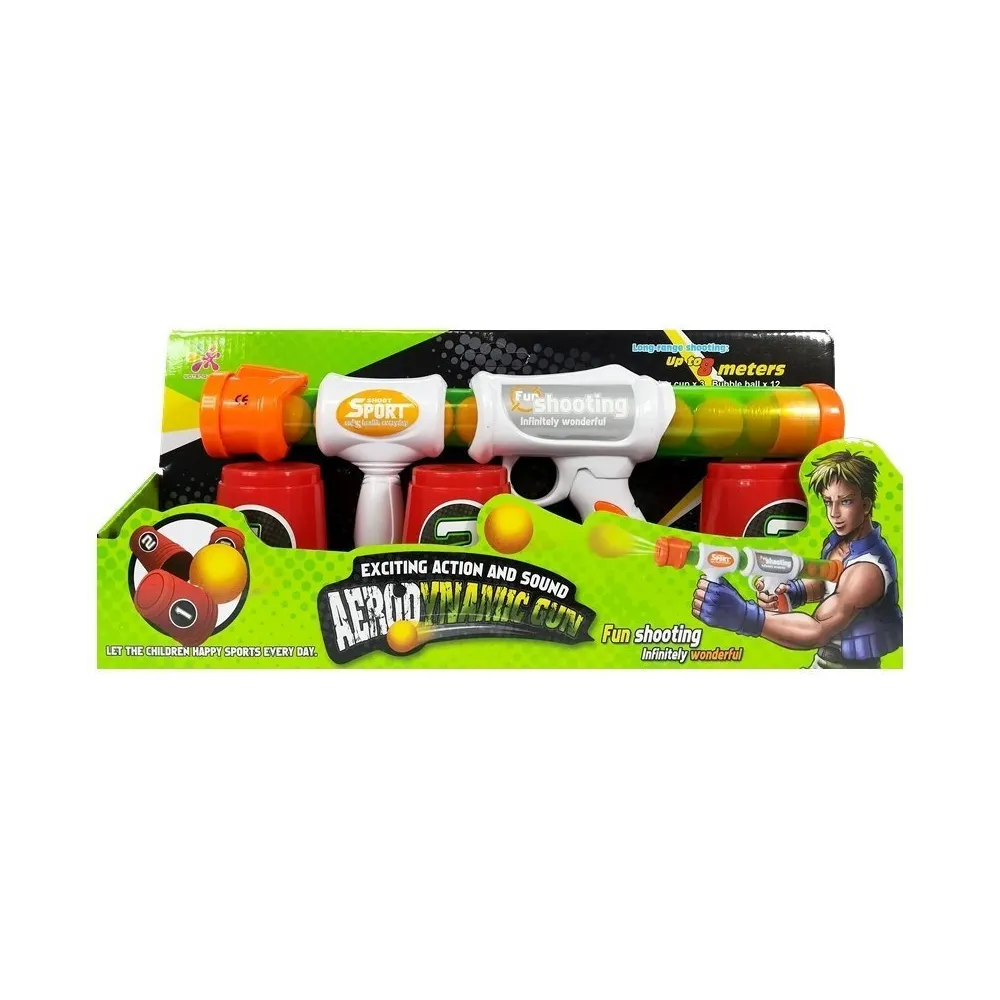 Biało-pomarańczowy pistolet na miękkie kulki z akcesoriami do zabawy