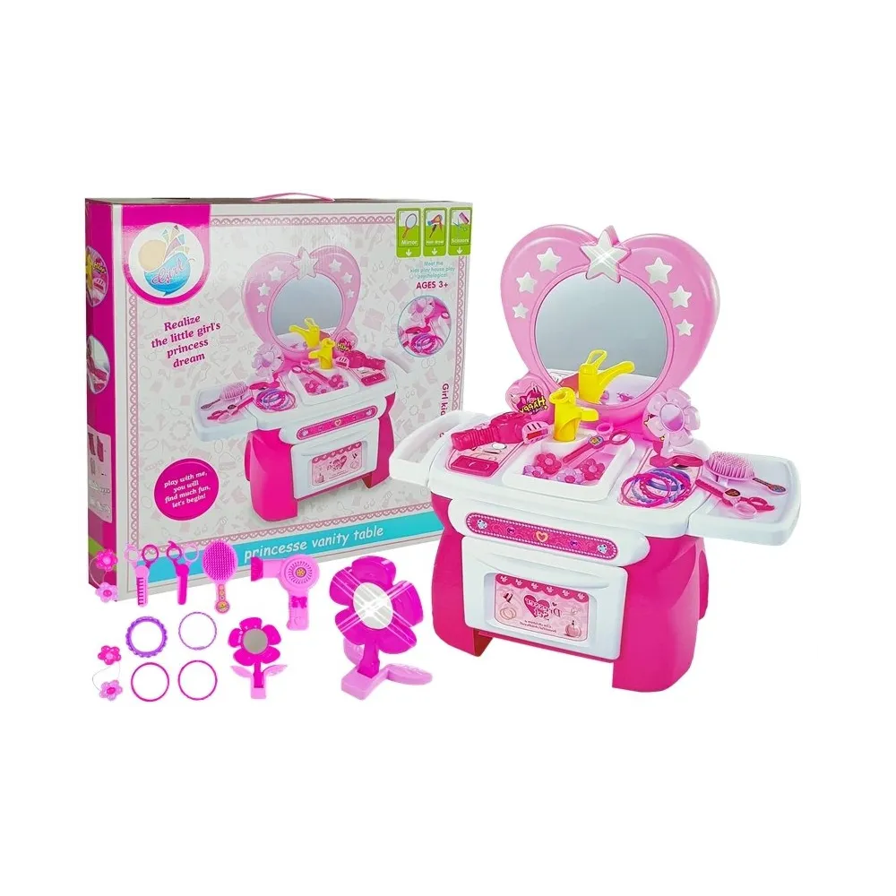Zestaw toaletka z akcesoriami do stylizacji włosów dla dzieci