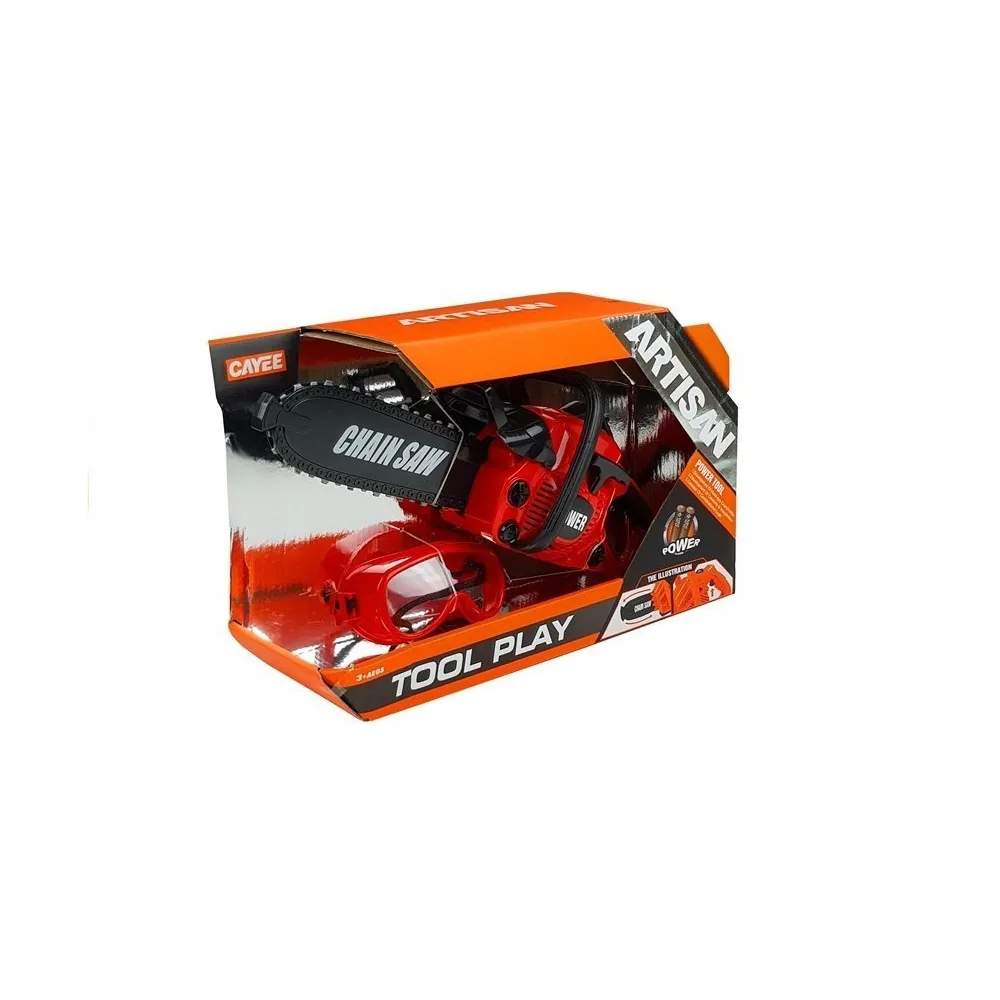 Zestaw narzędziowy dla dzieci z piłą i okularami, idealny na prezent