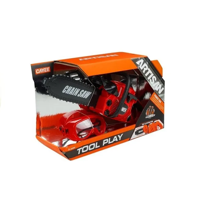 Zestaw narzędziowy dla dzieci z piłą i okularami, idealny na prezent