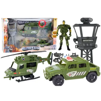 Zestaw militarny z helikopterem wojskowym i wozem bojowym dla dzieci
