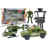 Zestaw militarny z helikopterem wojskowym i wozem bojowym dla dzieci