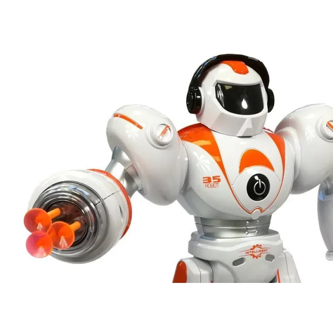 Interaktywny robot dziecięcy z funkcją strzelania pociskami
