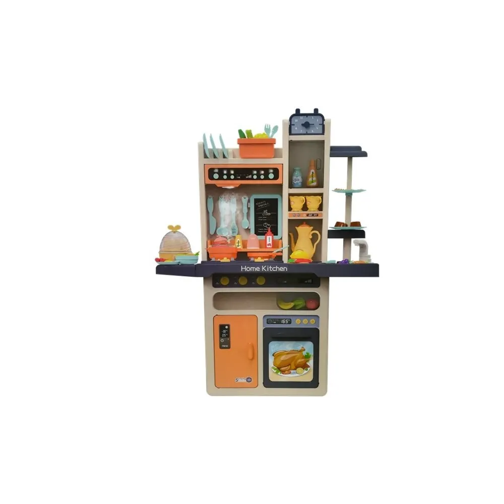 Duży zestaw kuchenny dla dzieci z garnkami, sztućcami i światłami