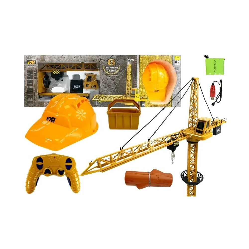 Zdalnie sterowany dźwig budowlany R/C o wysokości 128 cm na placu zabaw