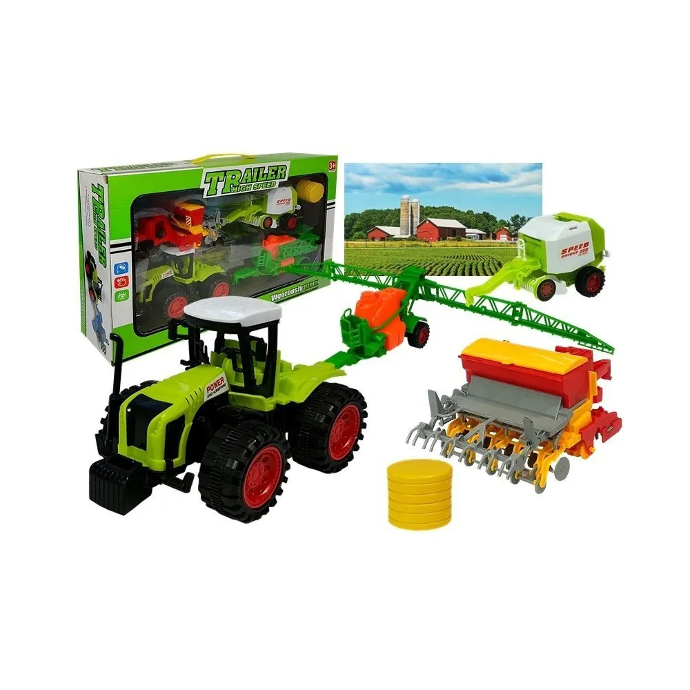 Zestaw autek farmerskich z opryskiwaczem i prasą dla dzieci
