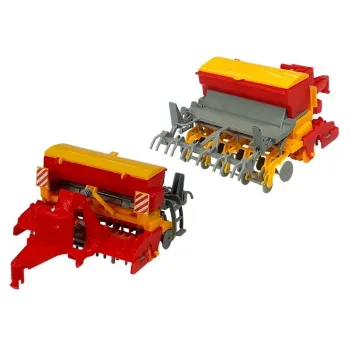 Kolorowy zestaw traktora i przyczep rolniczych do zabawy