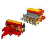 Kolorowy zestaw traktora i przyczep rolniczych do zabawy