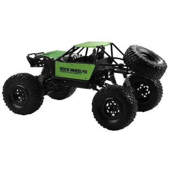 Szczegółowy widok zawieszenia Monster Trucka RC w kolorze zielonym