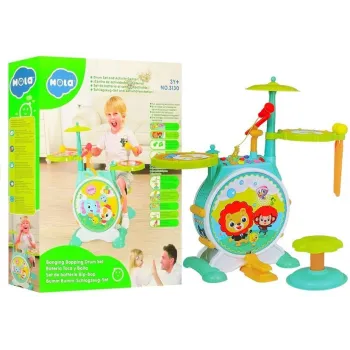 Perkusja dziecięca z krzesełkiem i kolorowym panelem muzycznym