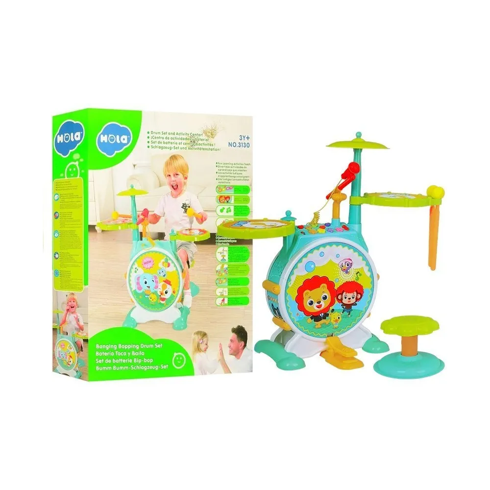 Perkusja dziecięca z krzesełkiem i kolorowym panelem muzycznym