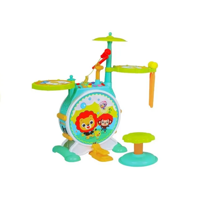 Zestaw perkusyjny dla malucha z mikrofonem oraz podświetlanymi przyciskami