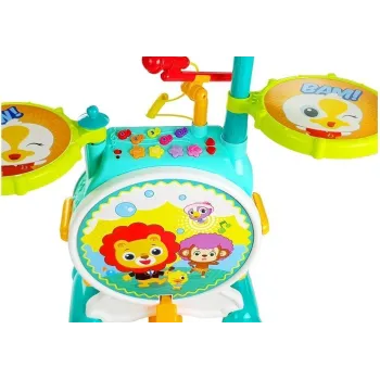 Kolorowa zabawkowa perkusja z realistycznymi dźwiękami i efektami świetlnymi