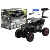 Czarne auto zdalnie sterowane Jeep R/C 1:18 na białym tle