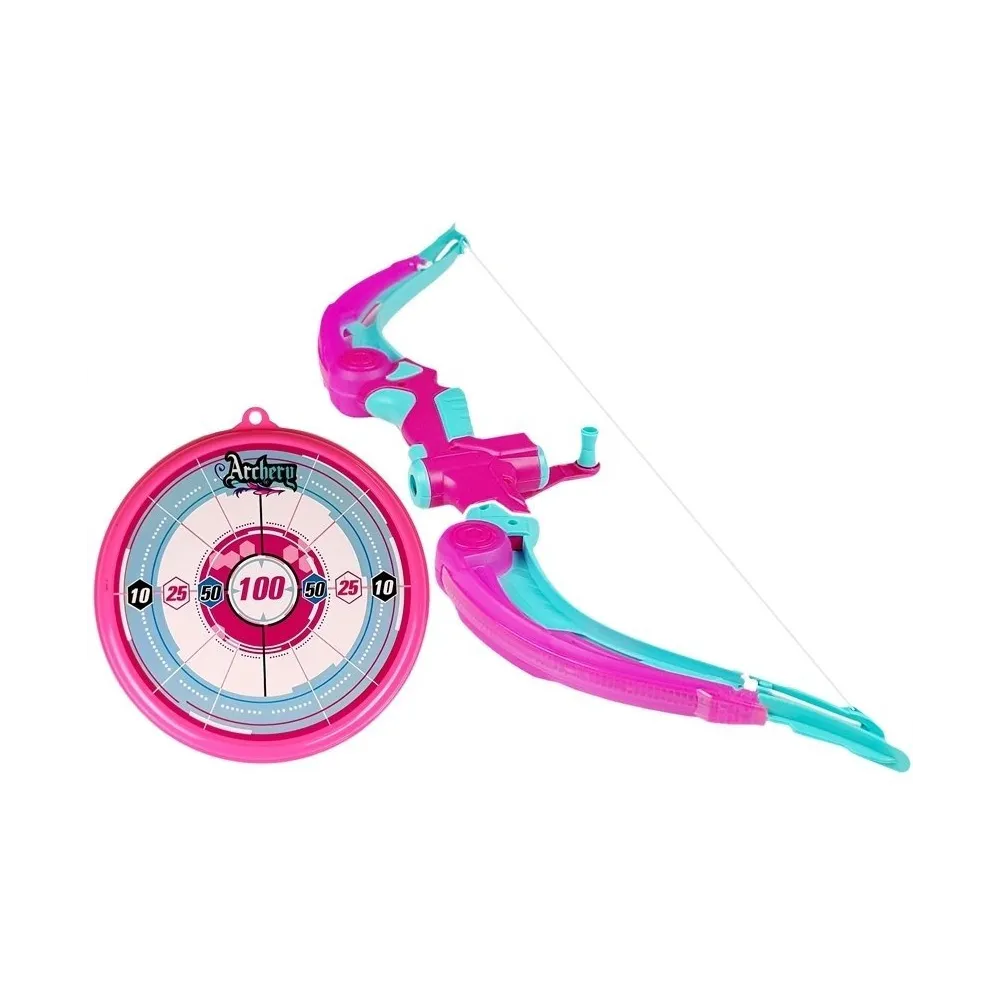 Zestaw łuczniczy z łukiem, tarczą i trzema strzałami na przyssawki różowy