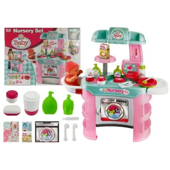 stolik do opieki niemowlaka z pralką i akcesoriami dla dzieci