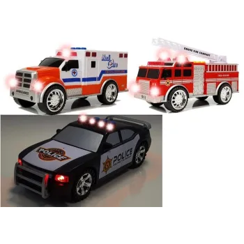 Solidny zestaw pojazdów służb ratunkowych wspierający kreatywność najmłodszych