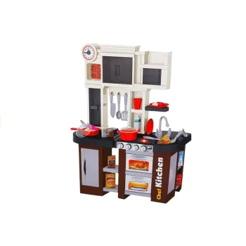 Kuchnia Interaktywna Dla Dzieci Lodówka Okap Kran z Wodą Akcesoria 58 el.