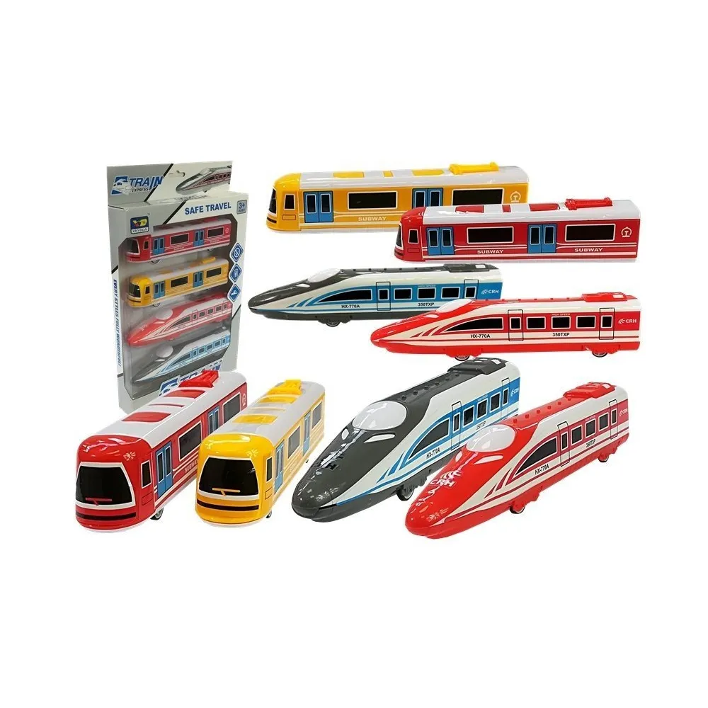 Zestaw Wagonów Pendolino z różnymi kolorami na białym tle