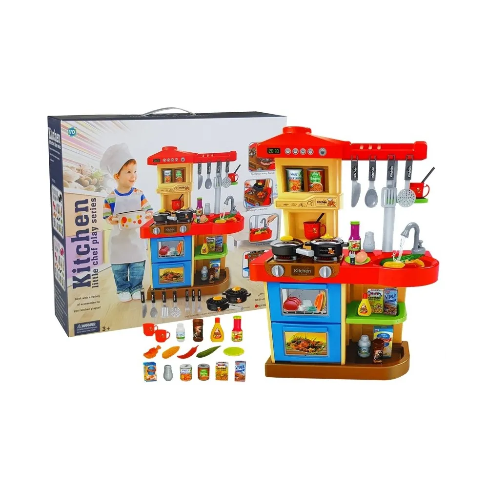 Kolorowa kuchnia dziecięca z kranem, dźwiękiem i światełkami