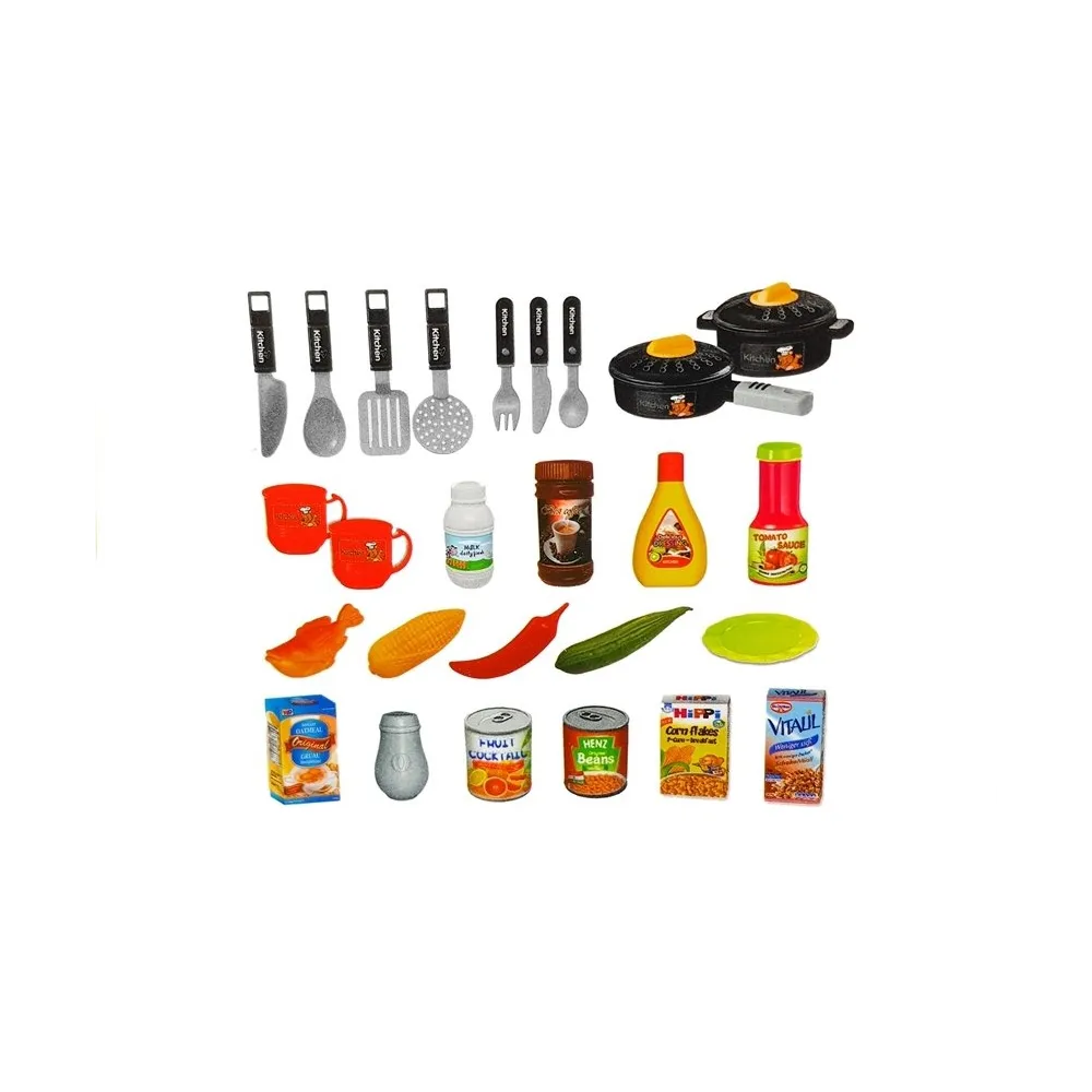 Zabawka kuchnia z otwieranymi drzwiczkami i licznymi akcesoriami