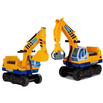 Detail ruchomego ramienia chwytaka jeździka koparki dziecięcej