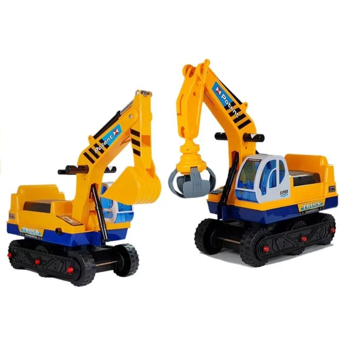 Detail ruchomego ramienia chwytaka jeździka koparki dziecięcej