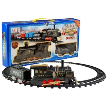 Klasyczna kolejka elektryczna z lokomotywą i wagonem dla dzieci