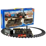 Klasyczna kolejka elektryczna z lokomotywą i wagonem dla dzieci