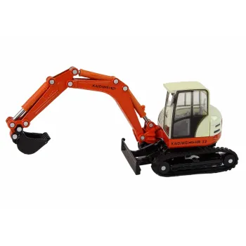 Zabawka koparka 1:50 z gumowymi gąsienicami i detalicznym wykończeniem