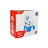 Nocnik dziecięcy 3w1 z podniesioną pokrywą prezentujący wymiary produktu