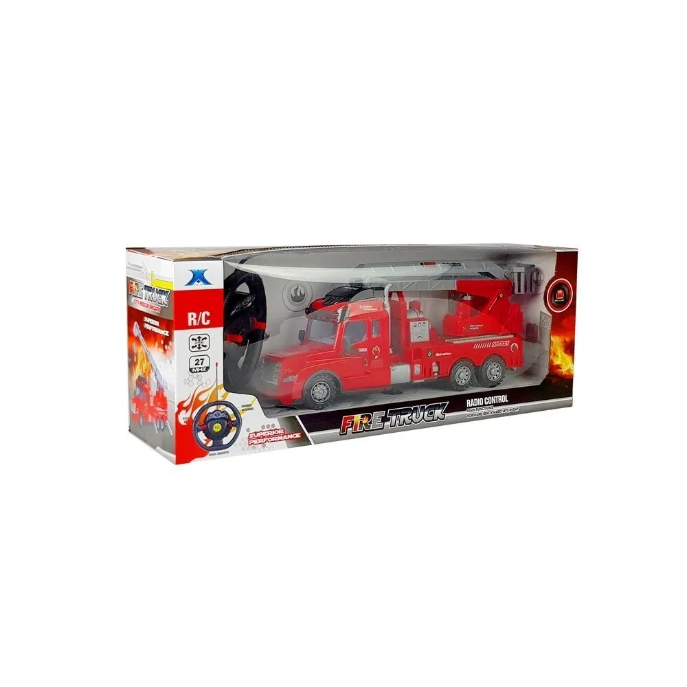 Szczegółowy zdalnie sterowany wóz strażacki z ruchomą drabiną