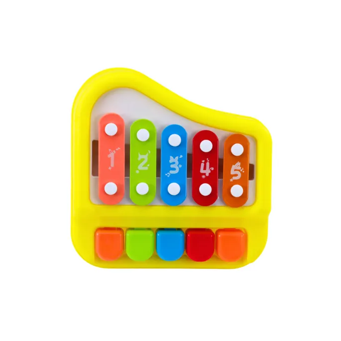 Zabawka muzyczna żółte cymbałki pianinko z kolorowymi klawiszami