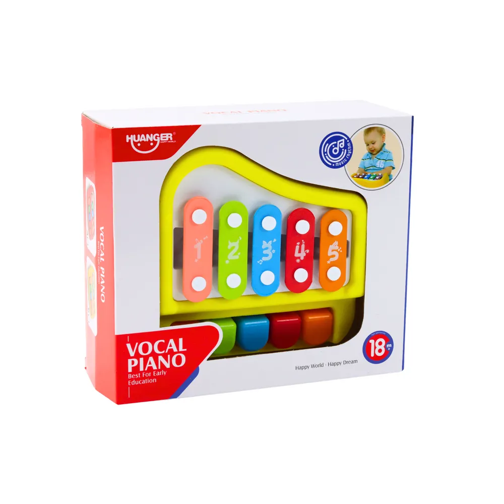 Edukacyjne cymbałki pianinko żółte dla dzieci powyżej 18 miesięcy