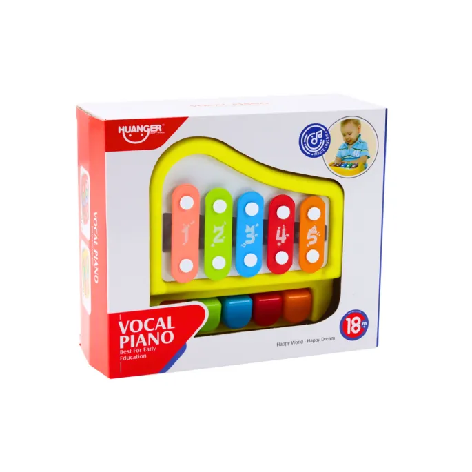 Edukacyjne cymbałki pianinko żółte dla dzieci powyżej 18 miesięcy